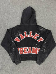 1:1 Quality Vale Forever Black Crystal Crest Zip Hoodie