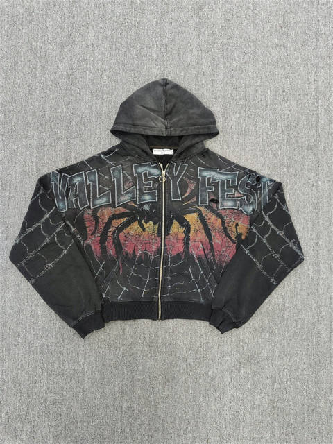 1:1 Quality Vale Forever Black Festival Graphic Zip Hoodie