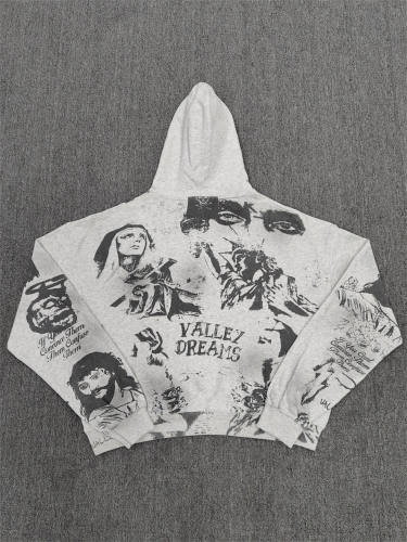 1:1 Quality Vale Forever Valley War Is Over Graffiti Collage Vintage Pullover Hoodie
