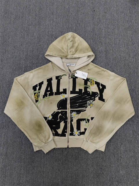 1:1 Quality Vale Forever Cream Contrast Trim Zip Hoodie
