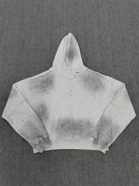 1:1 Quality Vale Forever White Distressed Zip Hoodie