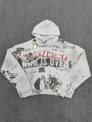 1:1 Quality Vale Forever Valley War Is Over Graffiti Collage Vintage Pullover Hoodie