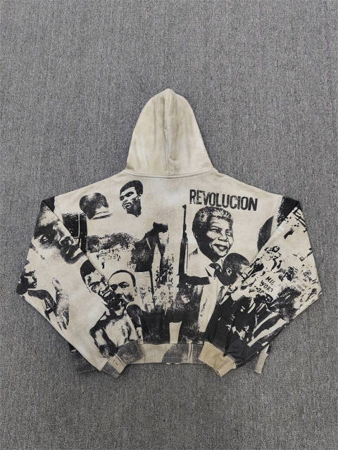 1:1 Quality Vale Forever White Monochrome Collage Zip Hoodie