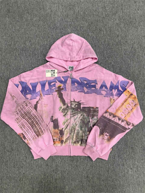 1:1 Quality Vale Forever Pink Graphic Zip Hoodie