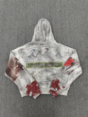 1:1 Quality Vale Forever White Red Tie-Dye Zip Hoodie