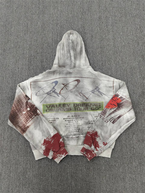 1:1 Quality Vale Forever White Red Tie-Dye Zip Hoodie
