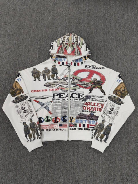 1:1 Quality Vale Forever White Newspaper Print Hoodie