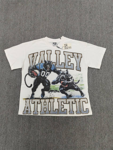High Quality Vale Forever Valley Athletic Panther Football Players Rhinestone Vintage Washed T-Shirt