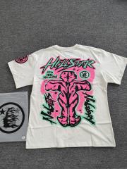 1:1 Hellstar NFC SCAN Hellstar Guts No Glory Neon Graphic Vintage Off White T-Shirt