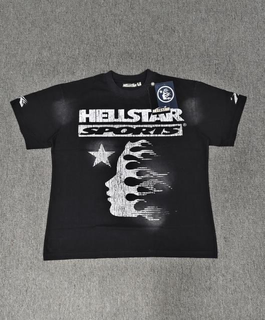 1:1 Hellstar NFC SCAN Hellstar Sports Flame Head Vintage Black T-Shirt