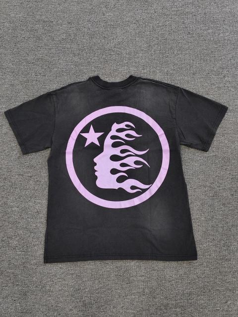 1:1 Hellstar NFC SCAN Hellstar Pink Arrow Star Logo Vintage Black T-Shirt