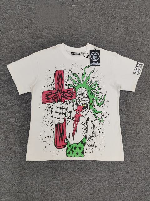 1:1 Hellstar NFC SCAN Hellstar Cartoon Figure Red Cross T-Shirt