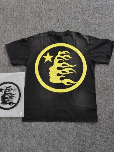 1:1 Hellstar NFC SCAN HellstarY Yellow Logo Black T-Shirt
