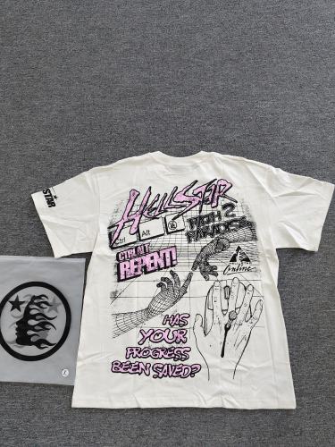 1:1 Hellstar NFC SCAN Hellstar Path To Paradise Retro Computer Graphic Vintage Off White T-Shirt