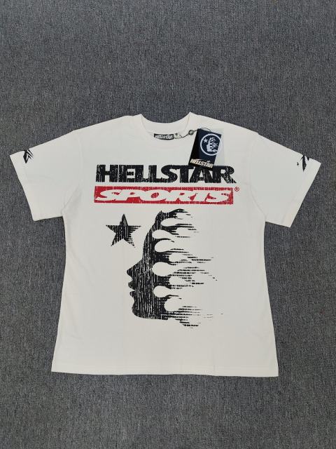 1:1 Hellstar NFC SCAN Hellstar Sports Flame Face Star Vintage Off White T-Shirt