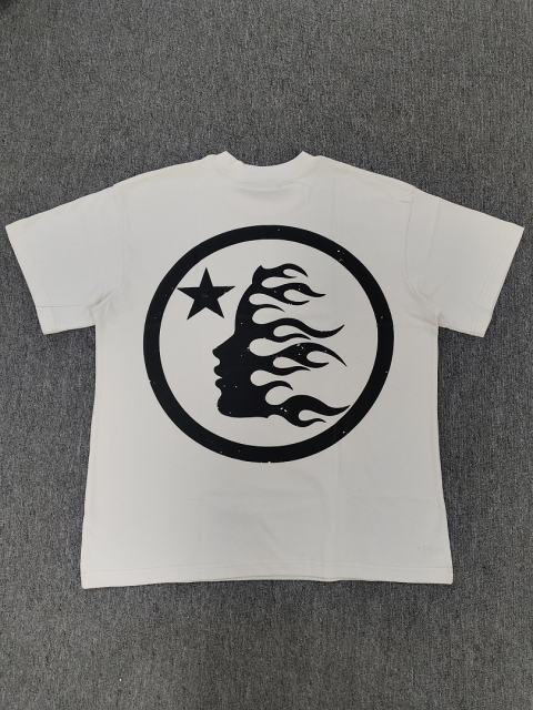 1:1 Hellstar NFC SCAN Hellstar Star Logo Rhinestone Vintage Off White T-Shirt