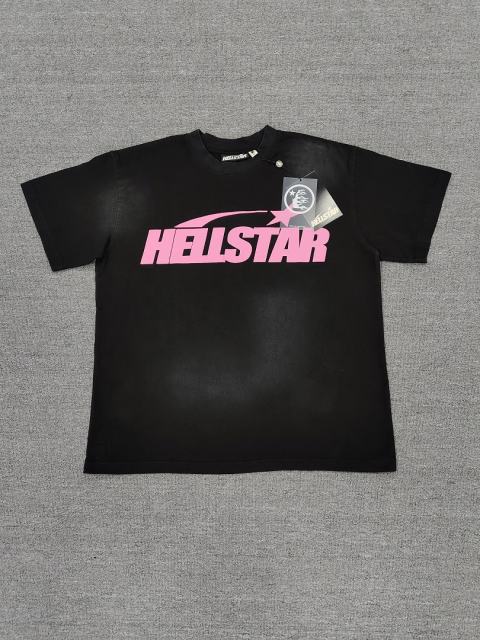 1:1 Hellstar NFC SCAN Hellstar Pink Arrow Logo Vintage Washed T-Shirt