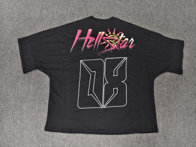1:1 Hellstar NFC SCAN Hellstar Graffiti Number 08 Gradient Print Short Sleeve Football Top