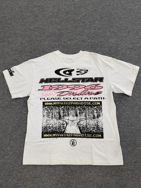 1:1 Hellstar NFC SCAN Hellstar Pixel Flame Two Faces Vintage Off White T-Shirt