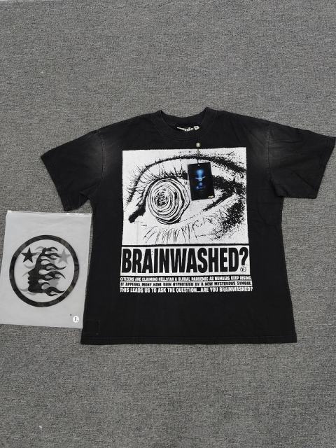 1:1 Hellstar NFC SCAN Hellstar Brainwashed Eye Graphic Vintage Black T-Shirt