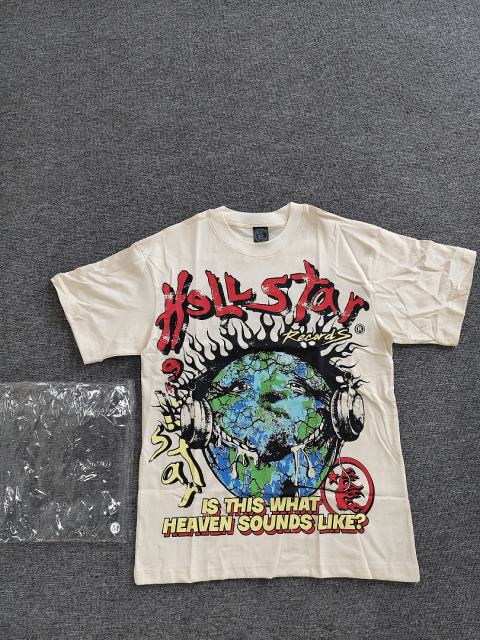 1:1 Hellstar NFC SCAN Hellstar Records Earth Headphones "Is This What Heaven Sounds Like?" Vintage Cream T-Shirt