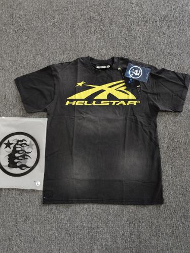 1:1 Hellstar NFC SCAN HellstarY Yellow Logo Black T-Shirt