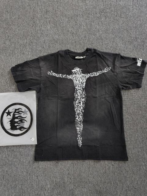 1:1 Hellstar NFC SCAN Hellstar Pixel Crucifix Figure Vintage Black T-Shirt
