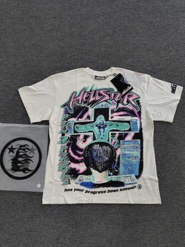 1:1 Hellstar NFC SCAN Hellstar Path To Paradise Retro Computer Graphic Vintage Off White T-Shirt