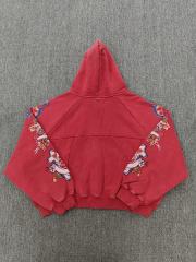 High Quality We Are Righteous Risen King Cropped Zip Hoodie - Red
