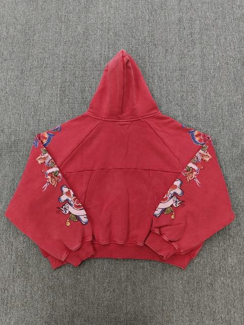High Quality We Are Righteous Risen King Cropped Zip Hoodie - Red