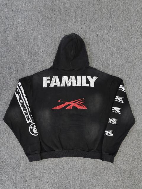 [NFC SCAN] High Quality Hellstar Sports Flame Graphic Hoodie Vintage Wash Black