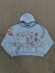 High Quality We Are Righteous Floral Angel Graphic Hoodie - Moss Green
