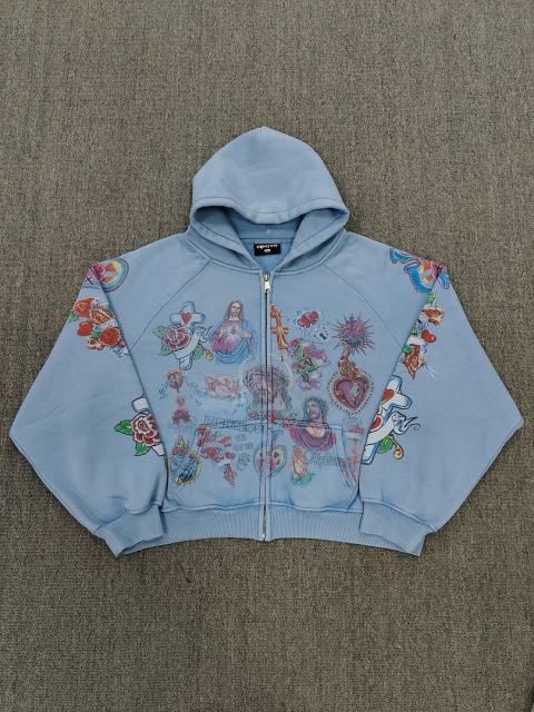 High Quality We Are Righteous Floral Angel Graphic Hoodie - Moss Green