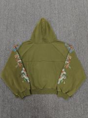 High Quality We Are Righteous Floral Angel Graphic Hoodie - Moss Green