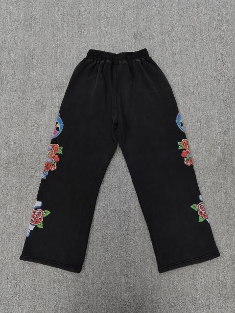 High Quality We Are Righteous Floral Angel Graphic Sweatpants- Black