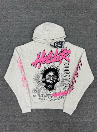 [NFC SCAN] High Quality Hellstar Pink Flame Surprise Face Graphic Hoodie