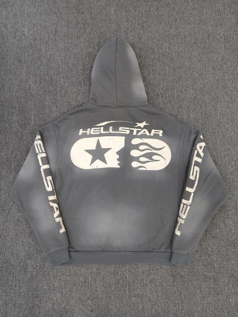 [NFC SCAN] High Quality Hellstar Star Flame Graphic Zip Up Hoodie