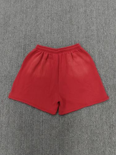 [NFC SCAN] High Quality Hellstar White Flame Graphic Sweat Shorts Vintage Wash Red