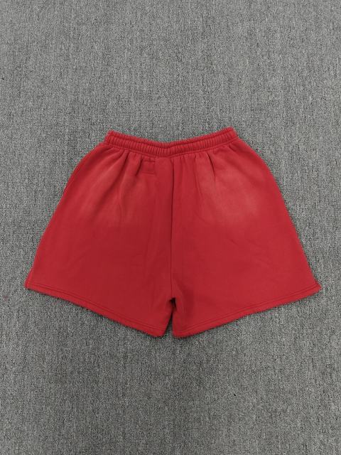 [NFC SCAN] High Quality Hellstar White Flame Graphic Sweat Shorts Vintage Wash Red