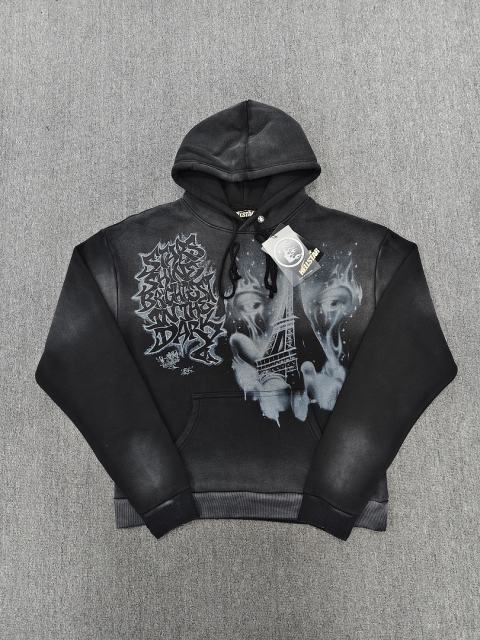 [NFC SCAN] High Quality Hellstar Smoke Face Eiffel Tower Graphic Hoodie