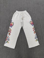 High Quality We Are Righteous Floral Angel Graphic Sweatpants- Grey