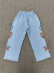 High Quality We Are Righteous Floral Angel Graphic Sweatpants- Sky Blue
