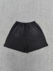 [NFC SCAN] High Quality Hellstar White Flame Graphic Sweat Shorts Vintage Wash Black