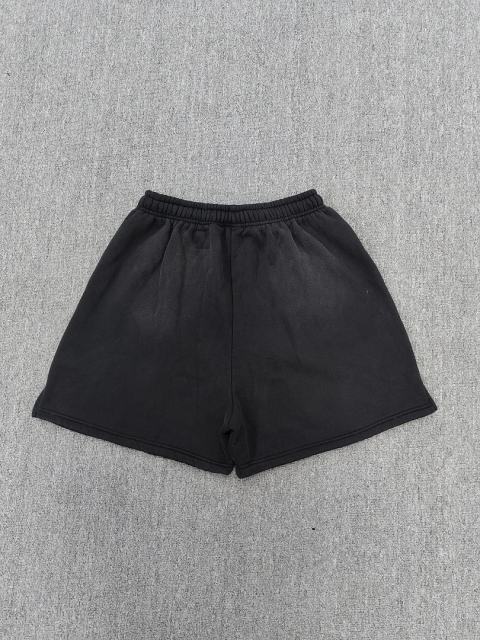 [NFC SCAN] High Quality Hellstar White Flame Graphic Sweat Shorts Vintage Wash Black