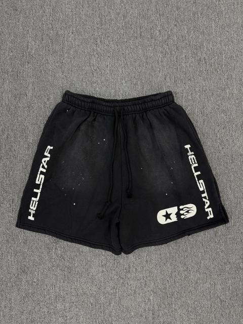 [NFC SCAN] High Quality Hellstar Vertical Logo Star Flame Sweat Shorts Vintage Wash Black