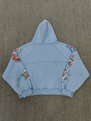 High Quality We Are Righteous Floral Angel Graphic Hoodie - Moss Green