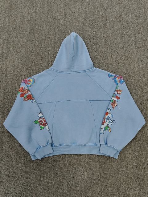 High Quality We Are Righteous Floral Angel Graphic Hoodie - Moss Green