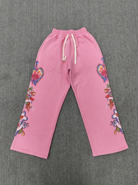 High Quality We Are Righteous Floral Angel Graphic Sweatpants- Pink