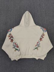 High Quality We Are Righteous Floral Angel Graphic Hoodie - Cream