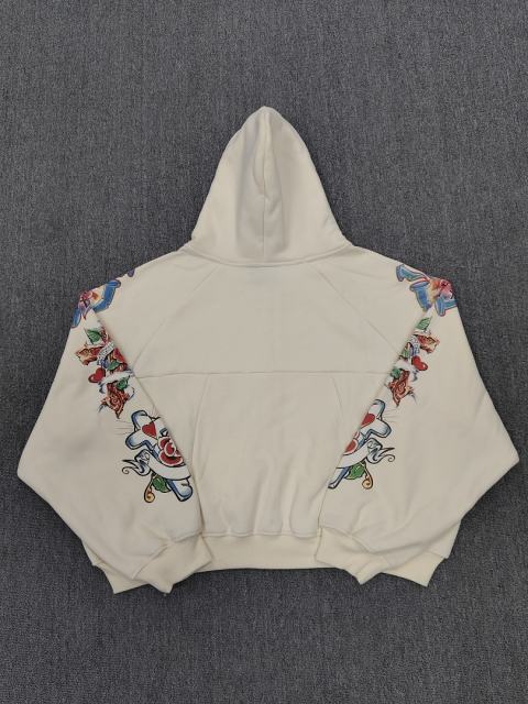 High Quality We Are Righteous Floral Angel Graphic Hoodie - Cream